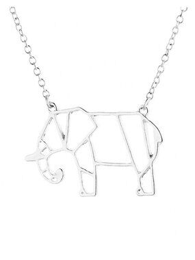 Origami Elephant Animal Cute Silver Necklace